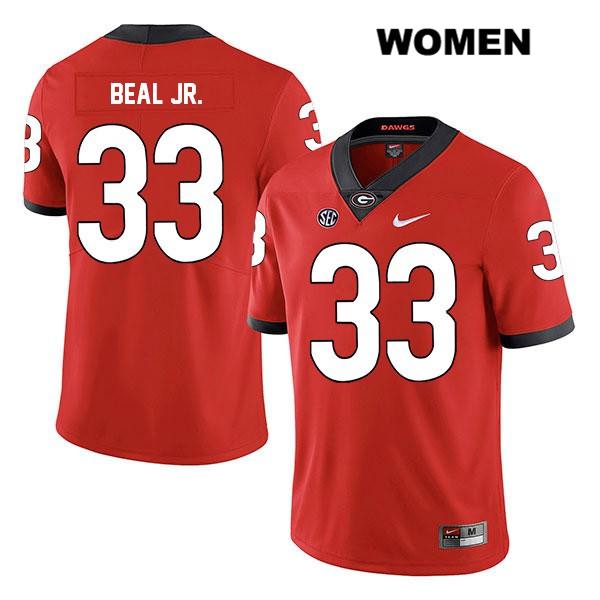 Georgia Bulldogs Women's Robert Beal Jr. #33 NCAA Legend Authentic Red Nike Stitched College Football Jersey WSF7756XY